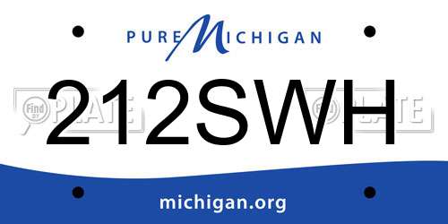 212SWH Michigan License Plate