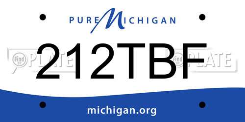 212TBF Michigan License Plate