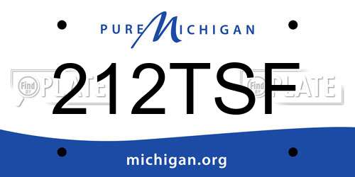 212TSF Michigan License Plate