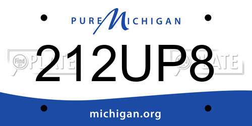 212UP8 Michigan License Plate