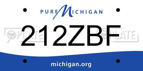 212ZBF Michigan License Plate