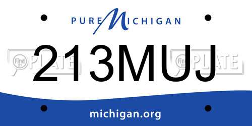 213MUJ Michigan License Plate