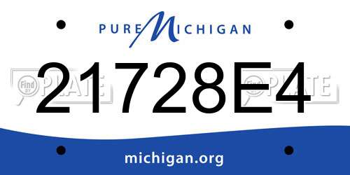 21728E4 Michigan License Plate