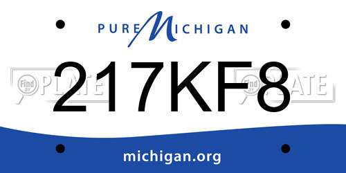 217KF8 Michigan License Plate
