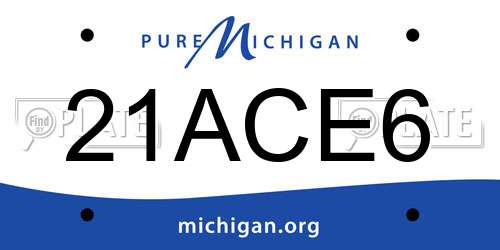 21ACE6 Michigan License Plate