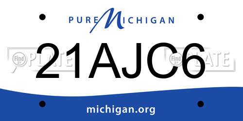 21AJC6 Michigan License Plate
