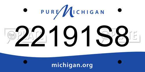 22191S8 Michigan License Plate