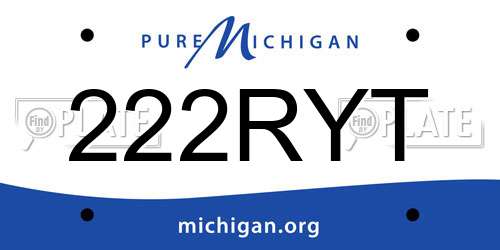 222RYT Michigan License Plate