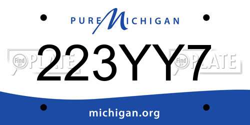 223YY7 Michigan License Plate