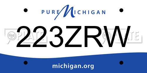 223ZRW Michigan License Plate