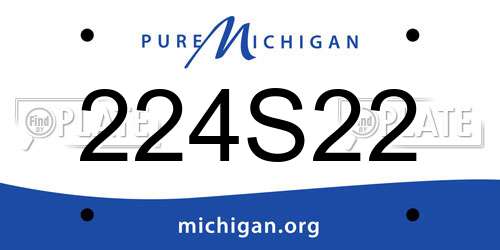 224S22 Michigan License Plate