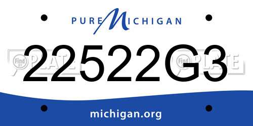 22522G3 Michigan License Plate