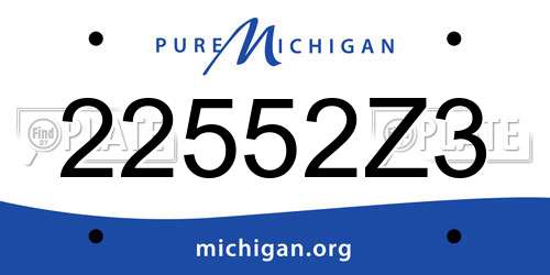 22552Z3 Michigan License Plate