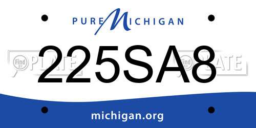 225SA8 Michigan License Plate