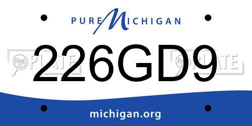 226GD9 Michigan License Plate