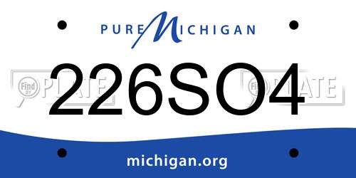 226SO4 Michigan License Plate