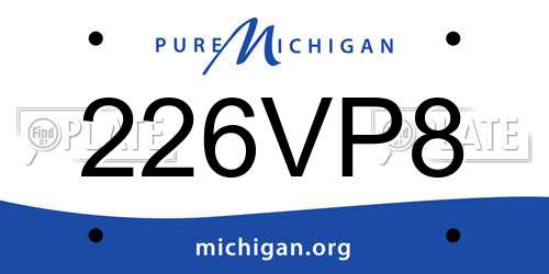226VP8 Michigan License Plate