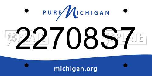 22708S7 Michigan License Plate