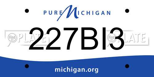 227BI3 Michigan License Plate