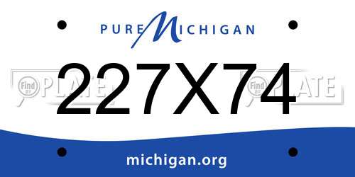 227X74 Michigan License Plate