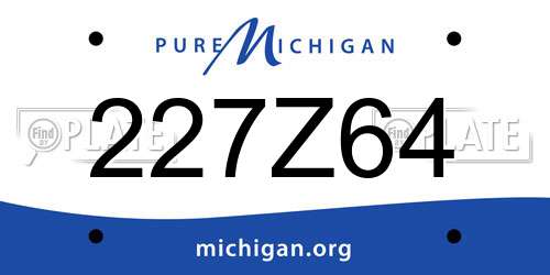 227Z64 Michigan License Plate
