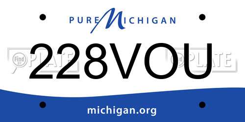 228VOU Michigan License Plate