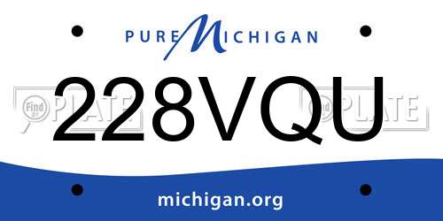 228VQU Michigan License Plate