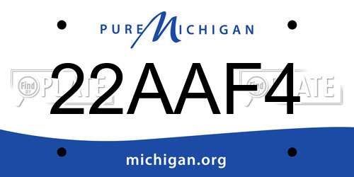 22AAF4 Michigan License Plate