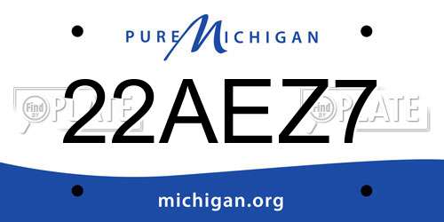 22AEZ7 Michigan License Plate