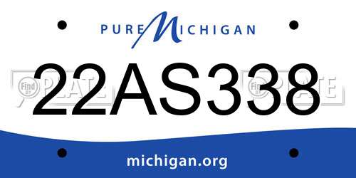 22AS338 Michigan License Plate