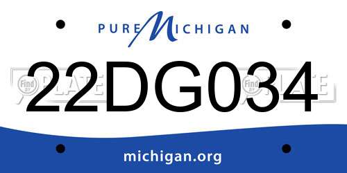 22DG034 Michigan License Plate