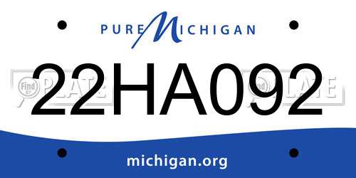 22HA092 Michigan License Plate
