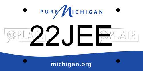 22JEE Michigan License Plate