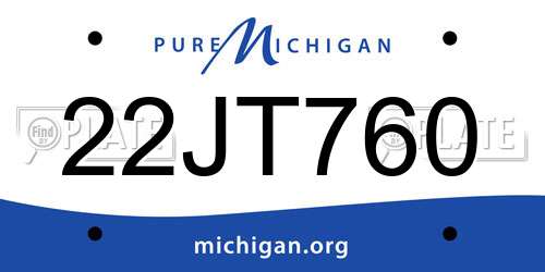 22JT760 Michigan License Plate