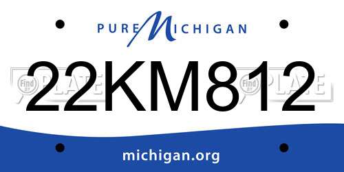 22KM812 Michigan License Plate