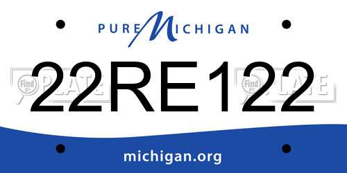 22RE122 Michigan License Plate