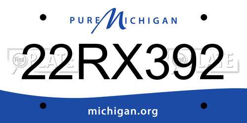 22RX392 Michigan License Plate