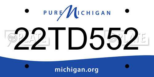 22TD552 Michigan License Plate