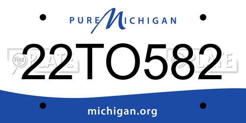 22TO582 Michigan License Plate