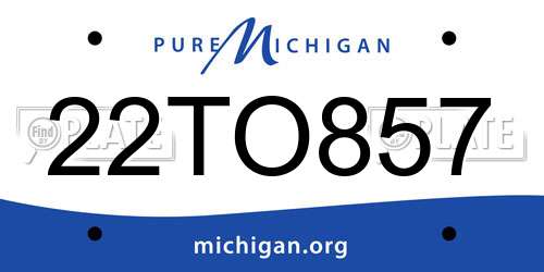 22TO857 Michigan License Plate
