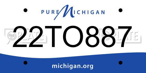 22TO887 Michigan License Plate