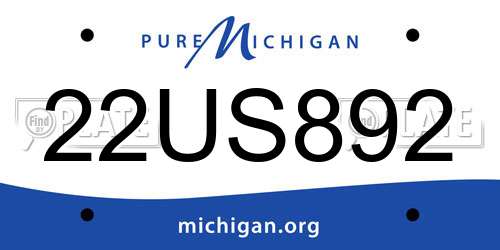 22US892 Michigan License Plate