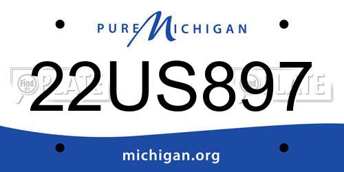 22US897 Michigan License Plate