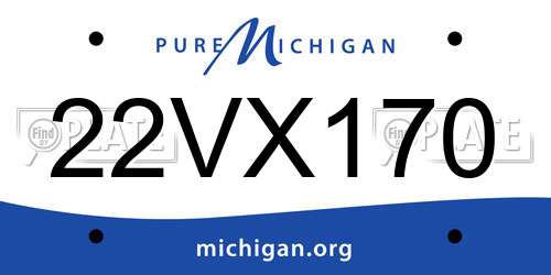 22VX170 Michigan License Plate