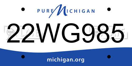 22WG985 Michigan License Plate