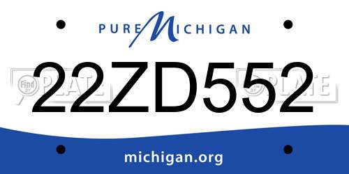 22ZD552 Michigan License Plate