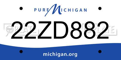 22ZD882 Michigan License Plate
