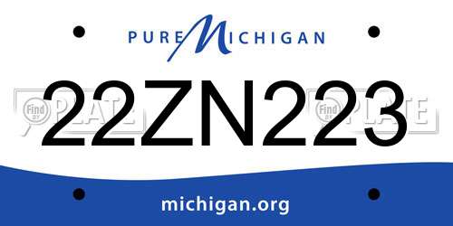 22ZN223 Michigan License Plate