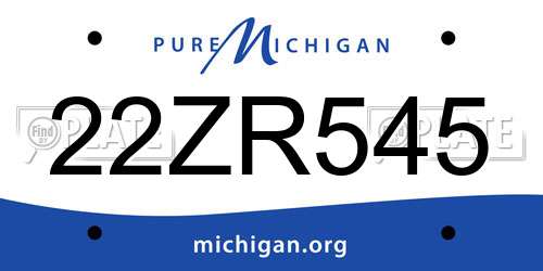 22ZR545 Michigan License Plate