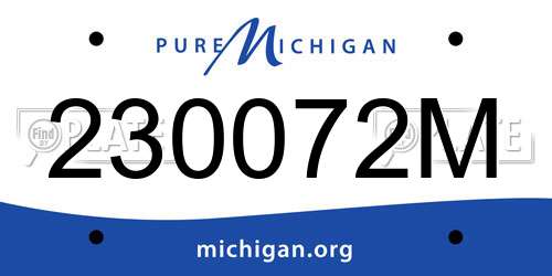 230072M Michigan License Plate